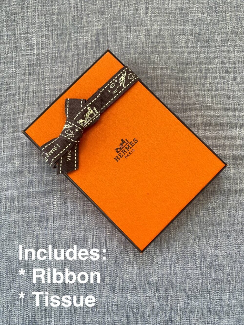 Authentic Hermès | Orange Box with Tissue Ribbon Gift Decoration Storage